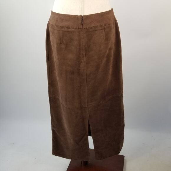 Emma James Liz Claiborne Brown Brushed Faux Suede Maxi Skirt Size 8 - Picture 3 of 4